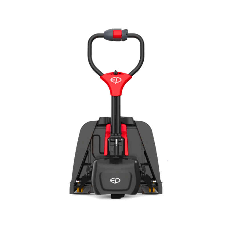 Front Facing angle of Compact F4 Li‑ion pallet truck – dual battery, 1,500 kg lift capacity