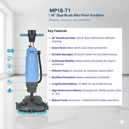 MP18-T1 | 18" Mini Dual Brush Scrubber | 360° Agile